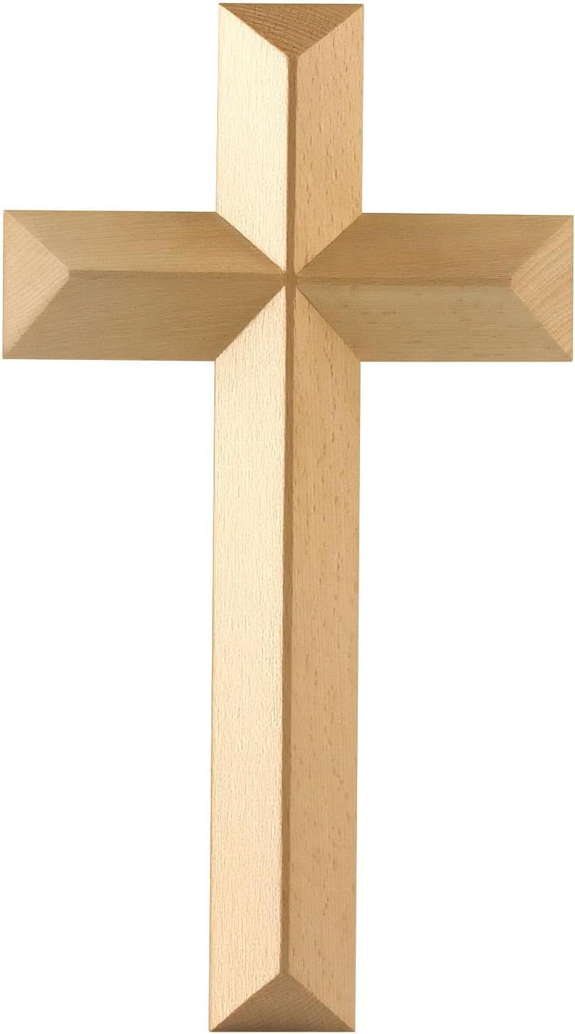 Yookin 13inches Wood Wall Cross Wooden Wall Decor Hanging Cross Decorations for Church Home Office Christian Baptism Religious Gift(Beech Wood)