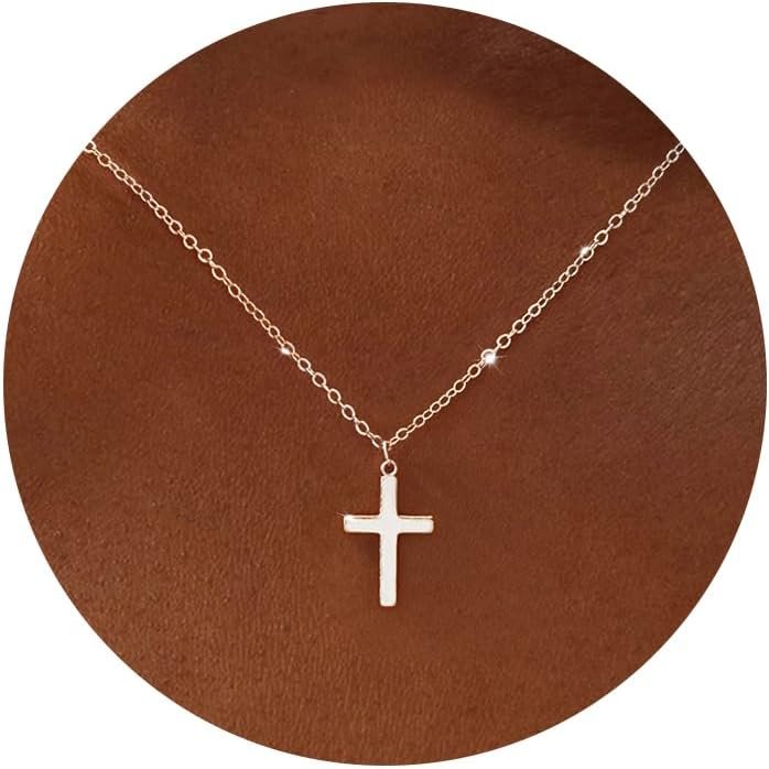 Carffordo Cross Necklace for Women, 925 Sterling Silver or 16K Gold Plated Cross Pendant Necklace Dainty Non-Tarnish Faith Jewelry Christmas Christian Gifts