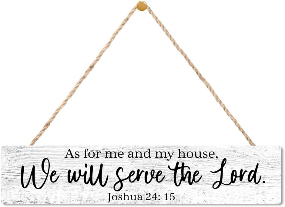 AGMDESIGN As for Me And My House We Will Serve The Lord Bible Verse Wood Sign, Christian Declaration Decor for Prayer Room Church, Faith-Based Wall Decor, Christian Jesus Hanging Wooden Plaque