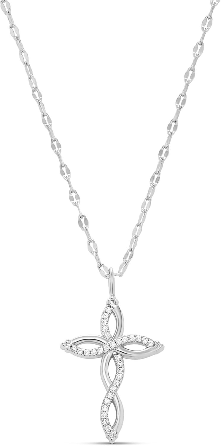 Milla 14K Gold Plated Cross Necklace for Women, Silver Cross Necklaces for Women, 18 inches Chain with Cross Pendant