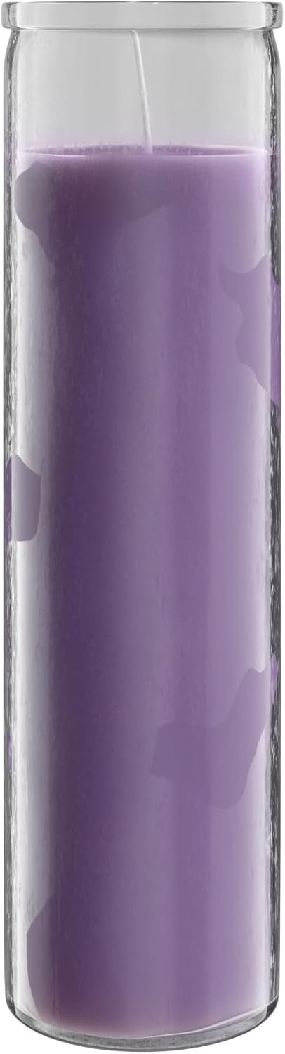 Simply Soson 2×8 inch Purple Devotional Scented Candles in Glass Jar – Lavender – 1 Piece – 90 Hours – Prayer Candle – Tall Pillar Candles for Religious, Memorials, Party Decor