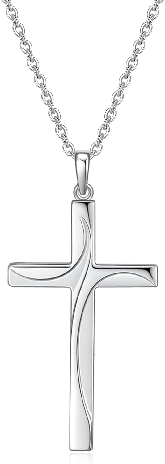 Rnivida 925 Sterling Silver Cross Pendant Necklace for Women,18″