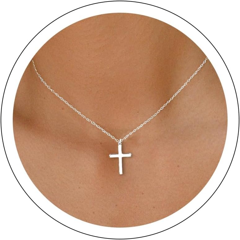 Moodear Cross Necklace for Women – 925 Sterling Silver Pendant Necklace, Dainty Simple Cross Jewelry, Trendy Silver Necklace for Women, Minimalist Faith Jewelry Gift