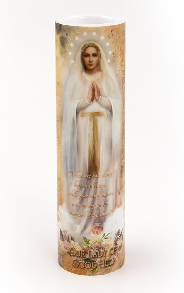 Our Lady of Good Help LED Flameless Devotional Prayer Candle