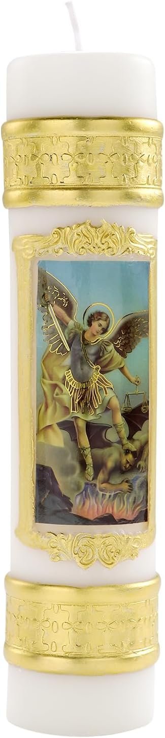 St Michael The Archangel Candles,Christian Religious Prayer Candles for Church,Room and Catholic Home Decor Gift,San Miguel Arcangel Cirios Religiosos Catolicos,Archangel Michael Statue