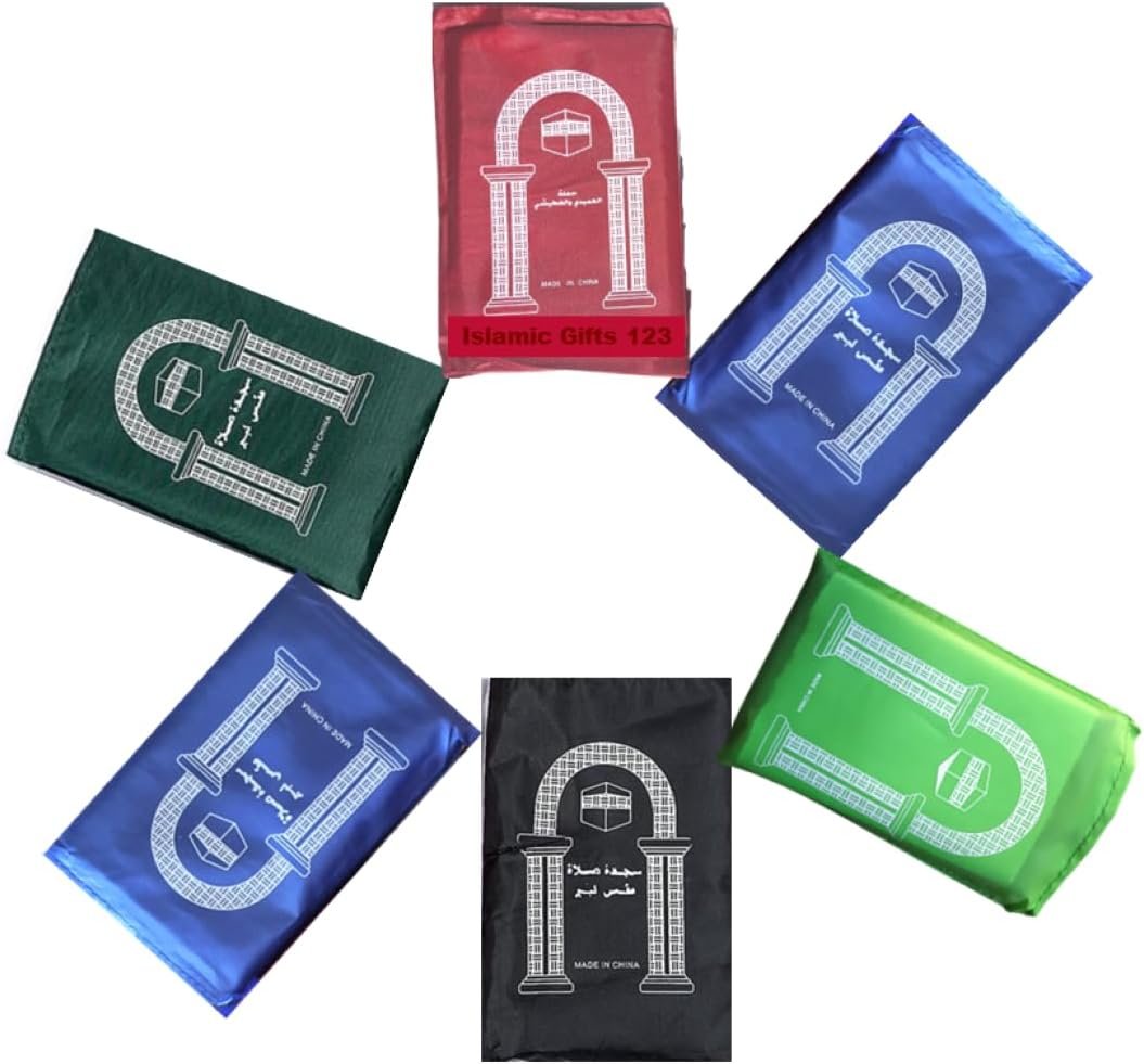 6 Pcs Mini Pocket Portable Travel Prayer Praying Rug Mat Namaz Carpet Islamic Muslim Gebetsteppich Foldable Waterproof Salah Slalat Sajadah Sajda Sajjadah Gift Ramadan Eid Random Assortment