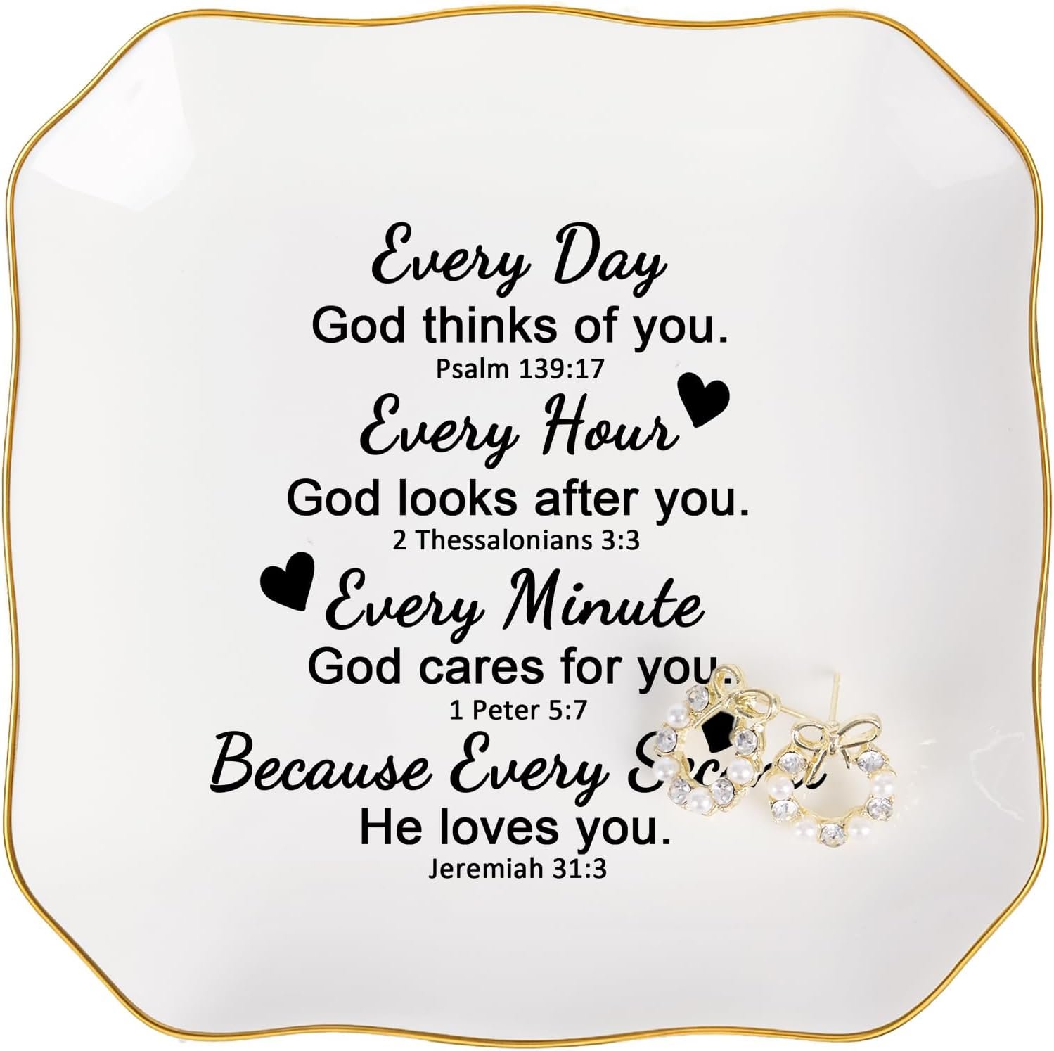 Christian Gifts for Women Jewelry Dish, Inspirational Religious Spiritual Gifts for Women Birthday Christmas Mothers Day Faith Baptism Bible Gift