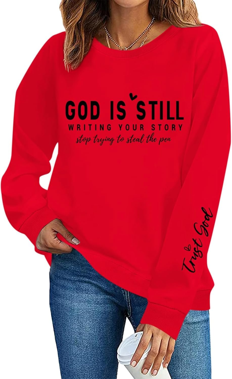 PAIEXILY Christian Crewneck Sweatshirts for Women God Faith Bible Verse Pullover Jesus Religious Long Sleeve Shirts Tops