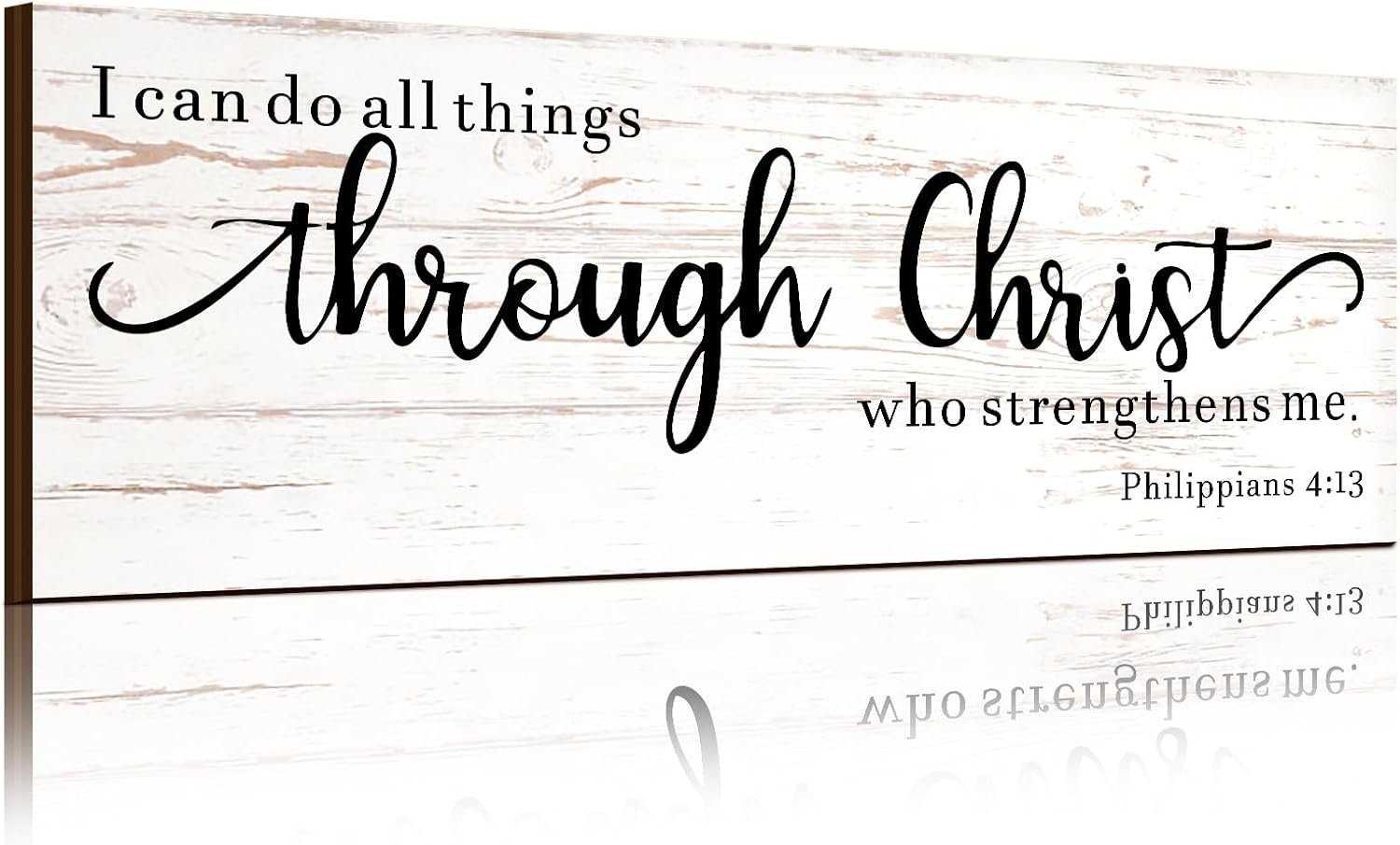 Jetec Farmhouse Bible Verse Scripture Wall Signs, I Can Do All Things Through Christ Who Strengthens Me Wooden Plaque Decor for Church Home Christian Wall Art Decor(17 x 6 Inch, Philippians)