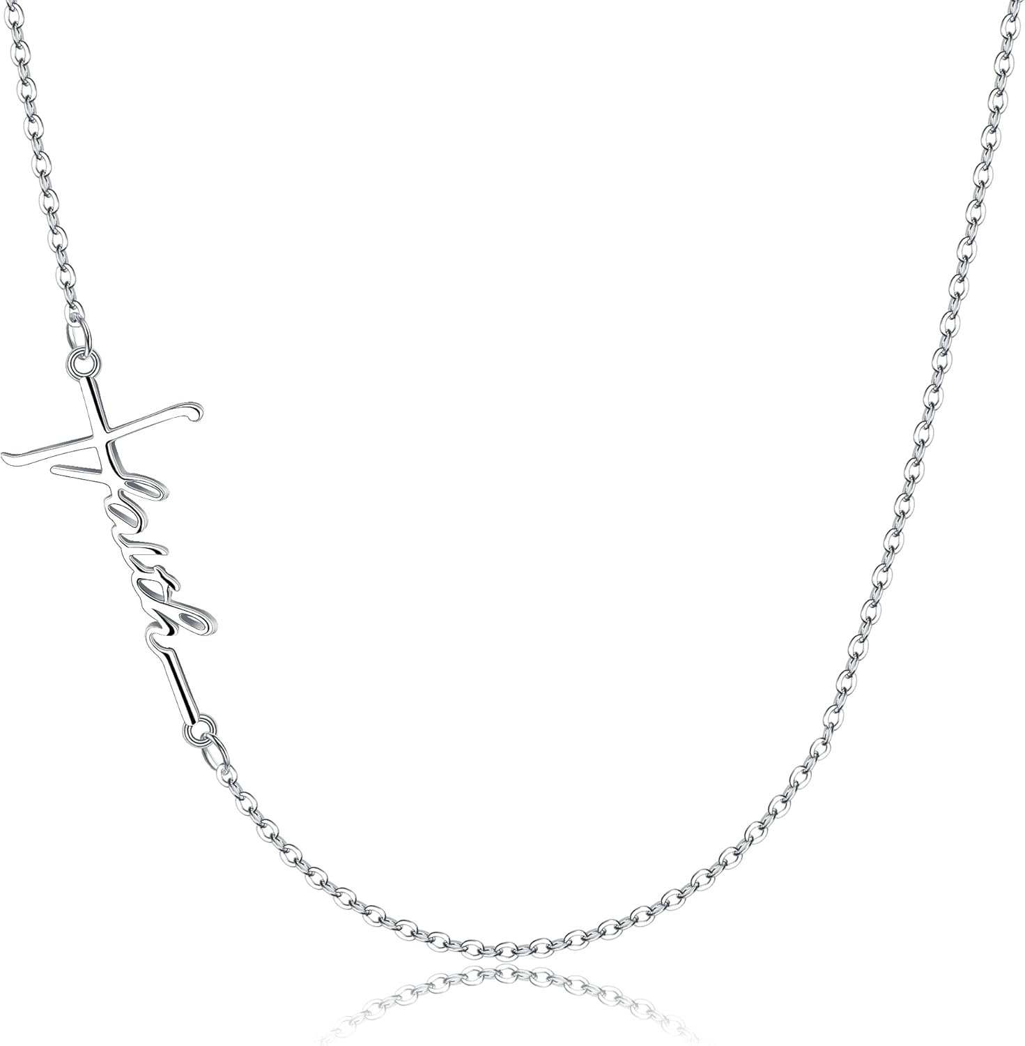 EVER FAITH 925 Sterling Silver Religious Church Sideways Cross Choker Necklace Jewelry Gift for Women