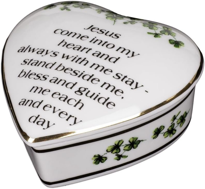 CBE Porcelain Irish Shamrock Jewelry Keepsake Box (First Communion Box)