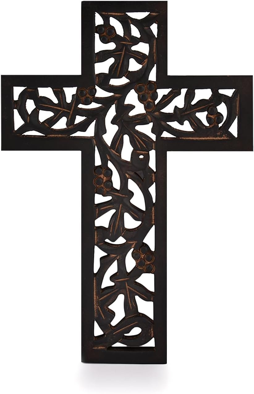 Nirvana Class Wooden Wall Hanging Cross Handmade Antique Design Religious Home Living Room Décor Accessory