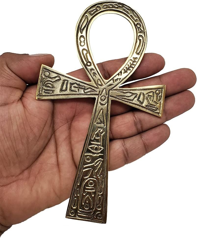 Solid Brass Ankh 6.25″ ~ Perfect for your Altar, Wall Décor, Gift Giving, Ritual needs. Made of 100% yellow brass quality product by New Age Imports, Inc.® (Brass Ankh 6.5″)
