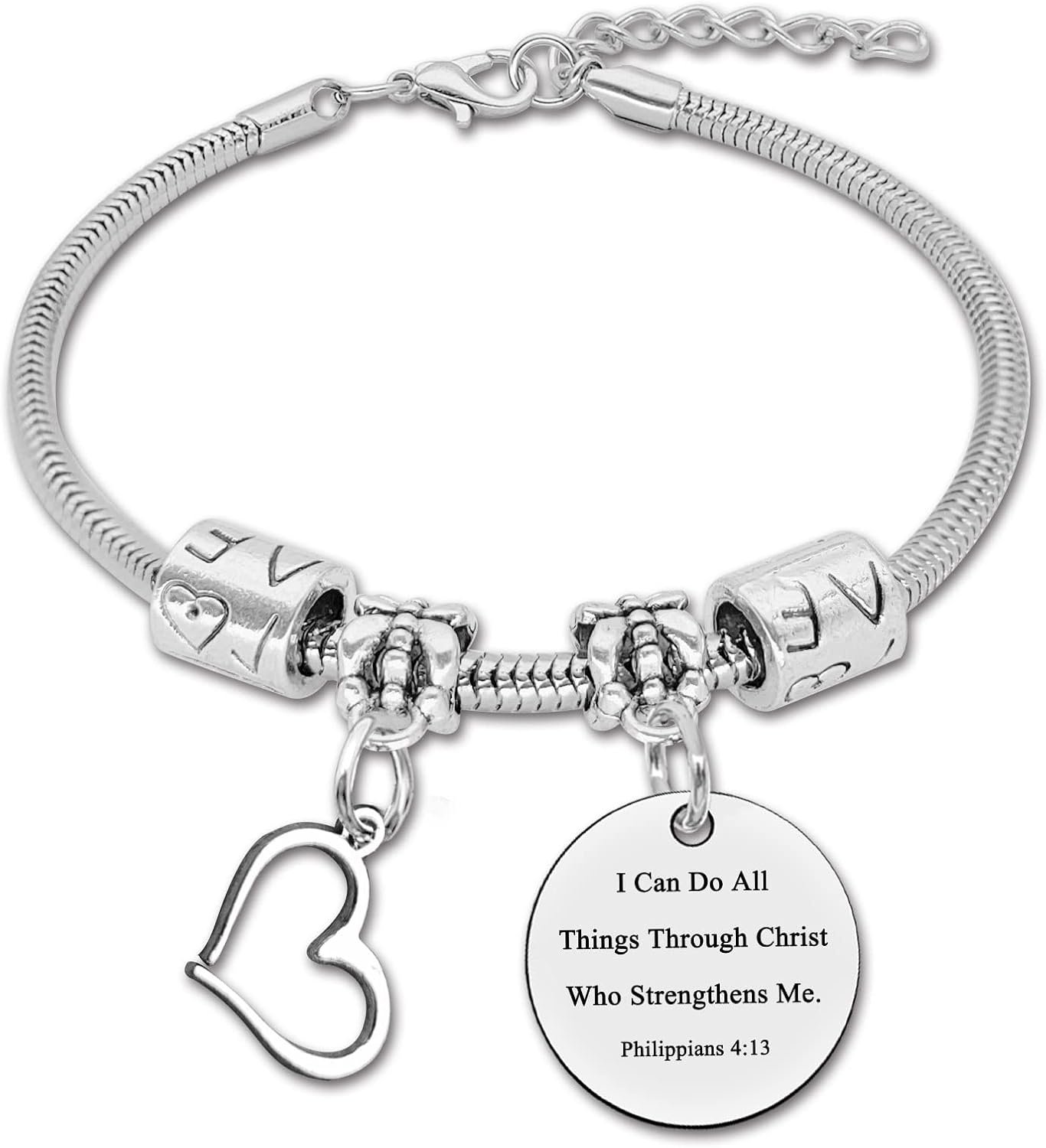 DlaeKua Inspirational Scripture Bible Verse Bracelet for Women Men Philippians 4:13 Christian Religious Gifts Christmas Gift Motivation Gifts Prayer Christian Gifts jewelry faith Bracelet Gift