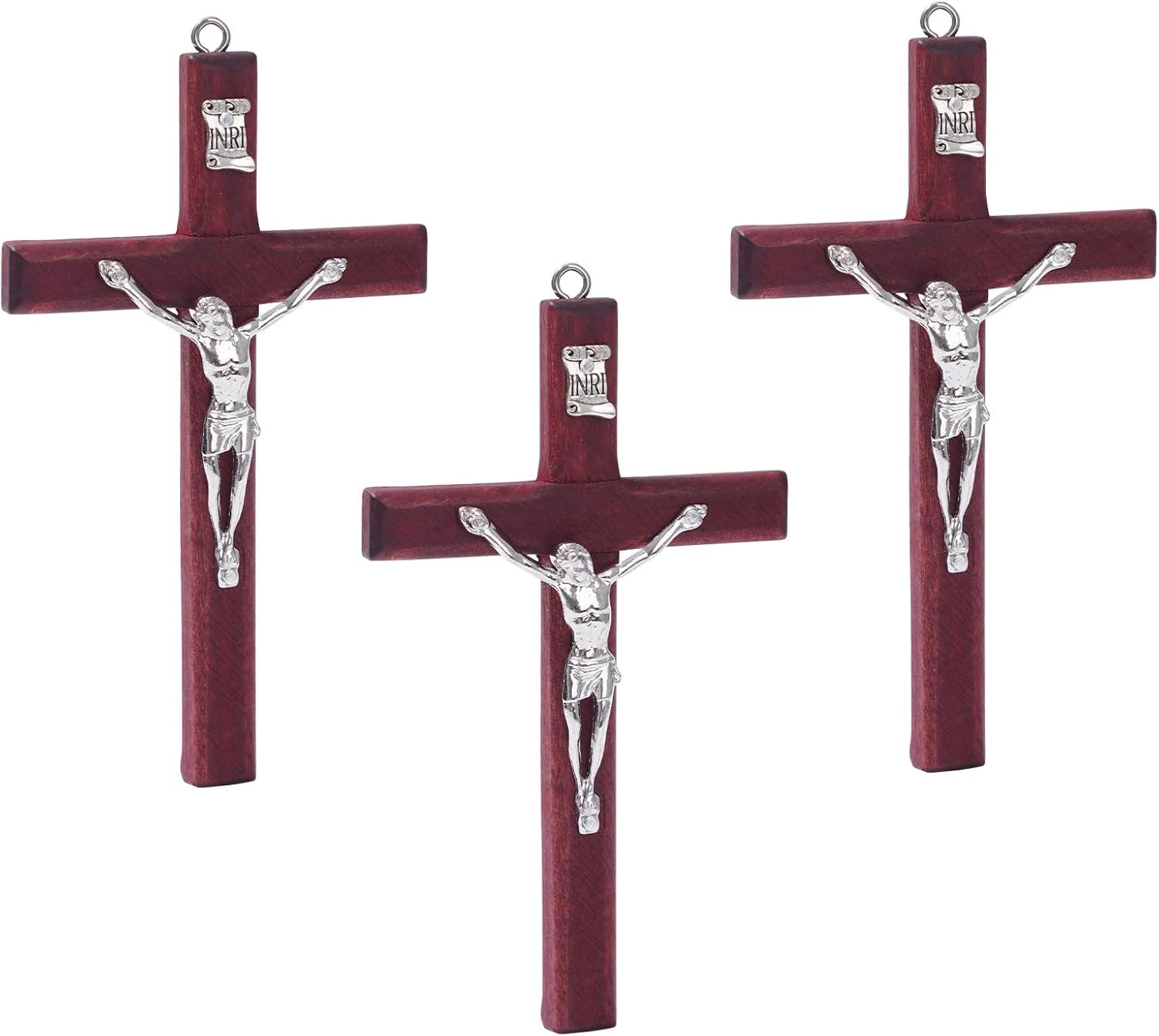 ZYFLSQ Catholic Crucifix Wall Cross 3 Pack, 4.7 inch Small Catholic Wooden Jesus Cross for Home Decor, Hanging Cross for Wall