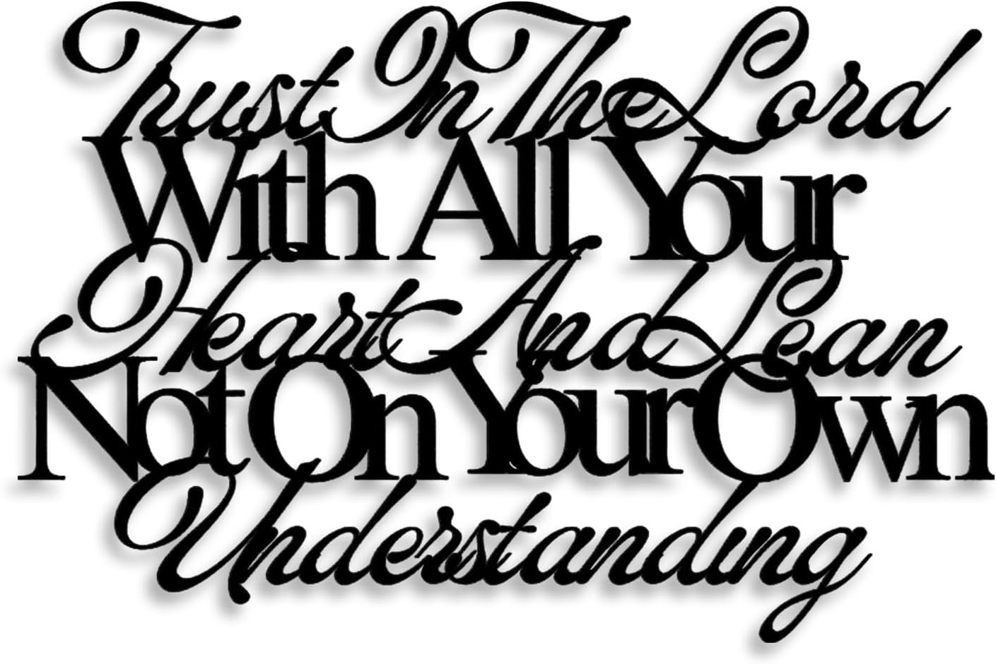 Proverbs 3:5-6 Trust In The Lord With All Your Heart Metal Wall Decor – House Decor Christian Religious Scripture Black Wall Art Inspirational Motivational Home Decor for Living Room, Bedroom, Dining Room (Black)