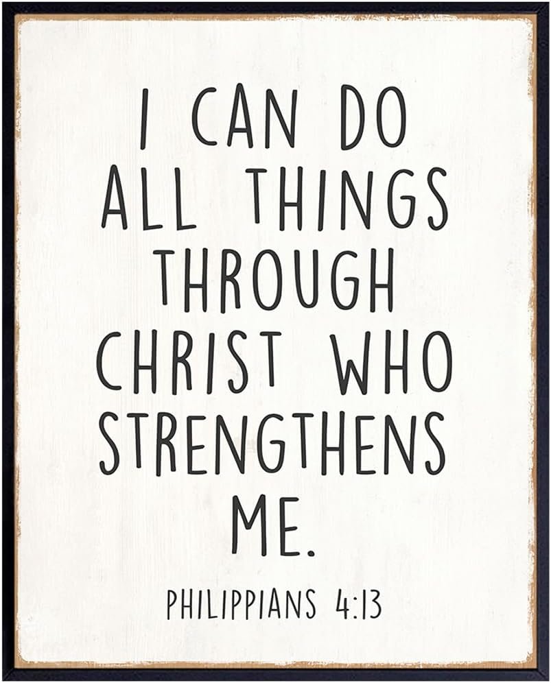 Bible Verse Inspirational Wall Art – I Can Do All Things Through Christ Wall Decor – Scripture spiritual positive Quotes Decor – Christian Gifts for Women, Men – Religious Sayings for Decoration