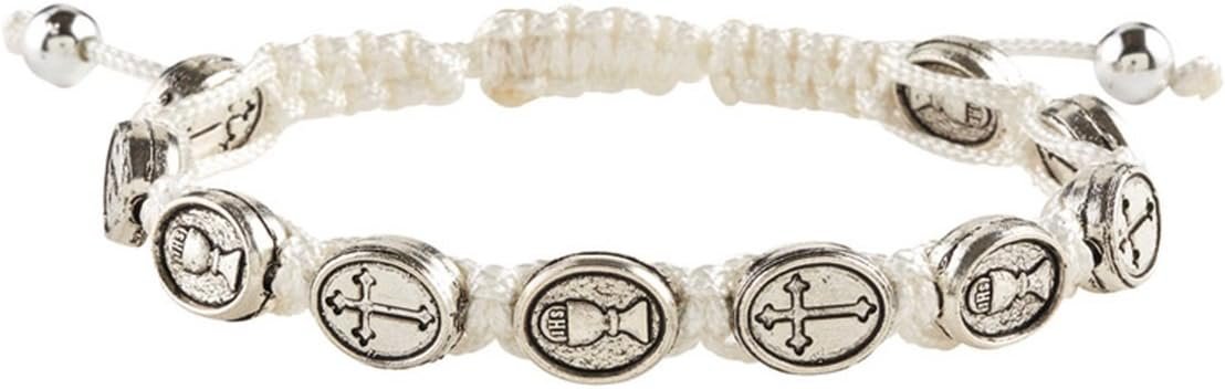 First Communion Bracelet Catholic Gift, Adjustable Macrame Bracelet, 4 Inch