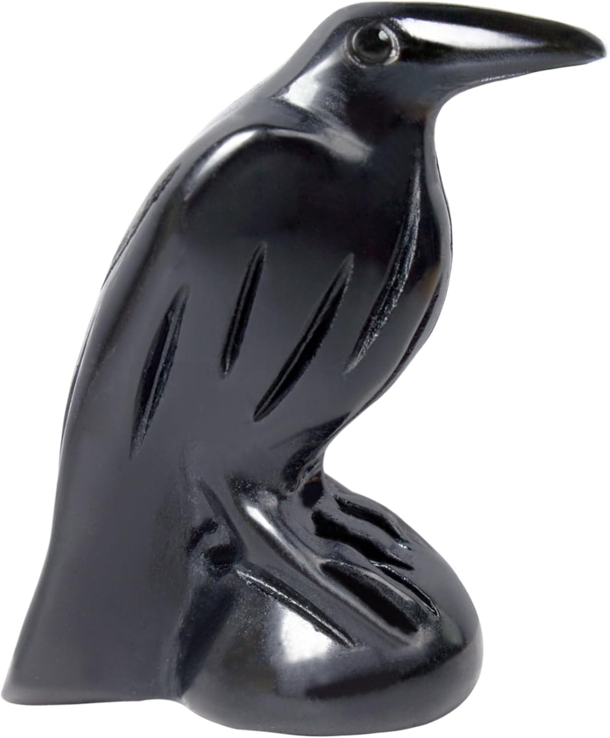 Natural Black Obsidian Raven Statue,2 Inch Mystical Crow Sculpture Gothic Home Decor,Spiritual Totem Art Healing Crystal Figurine Witchy Altar Decor Dark Academia Collectible