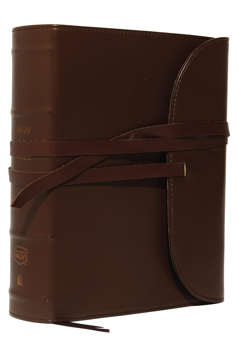 NKJV, Journal the Word Bible, Large Print, Premium Leather, Brown, Red Letter: Reflect on Your Favorite Verses