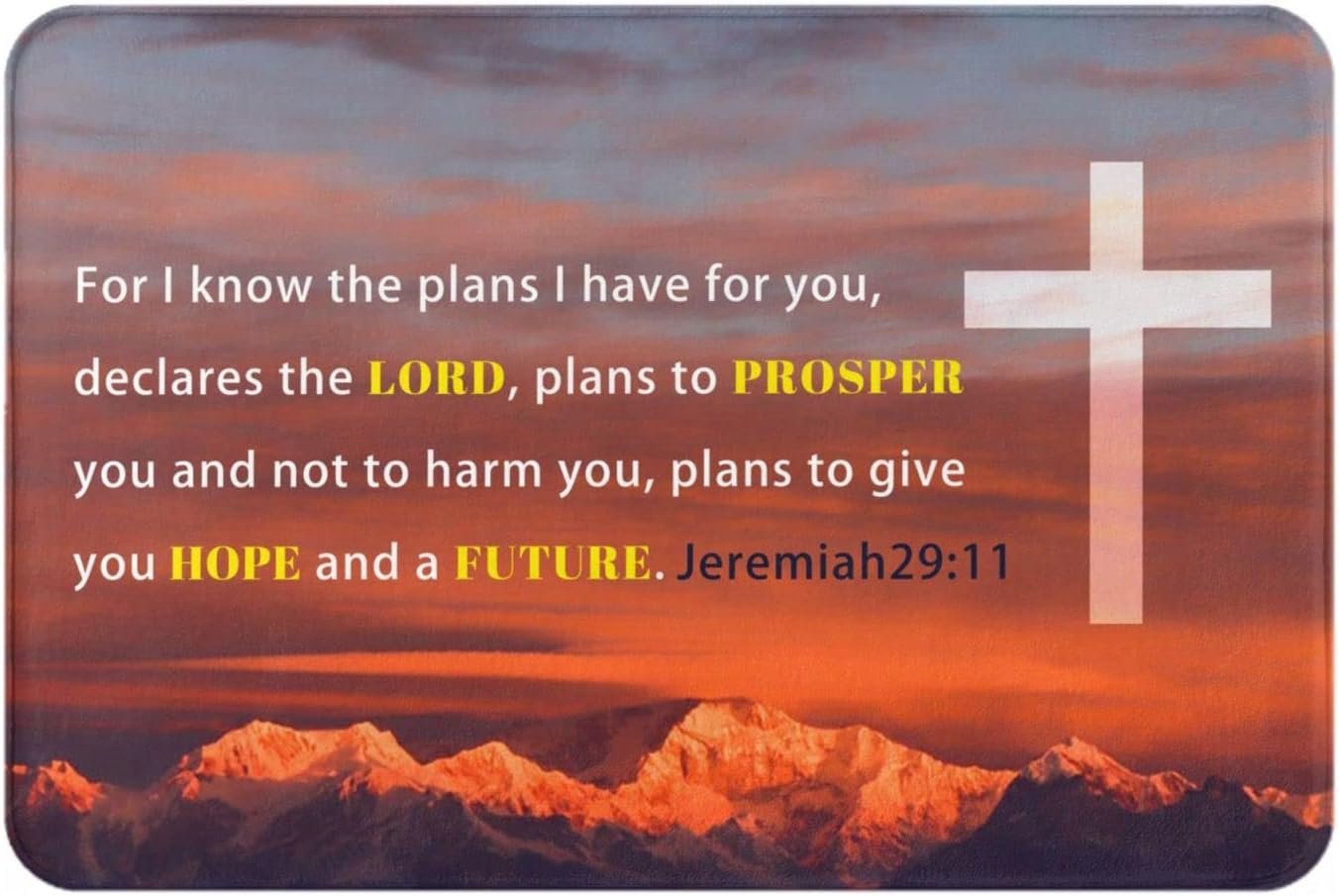 Vivacite Prayer Mat Christian Gifts for Women Men Faith Religious Spiritual Gifts for Women Prayer Rug with Bible Verse Christian Decor Area Rug for Pray Scripture Jeremiah 29:11, 24″X16″
