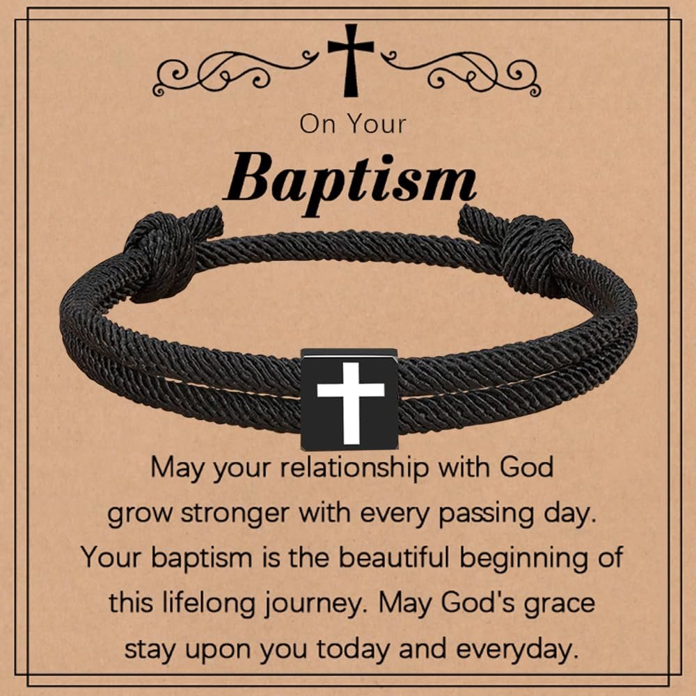 Baptism Gifts for Boys,Braided Rope Cross Bracelet for Kids,First Communion Gifts Boys Christian Christening Graduation Easter Basket Stuffers