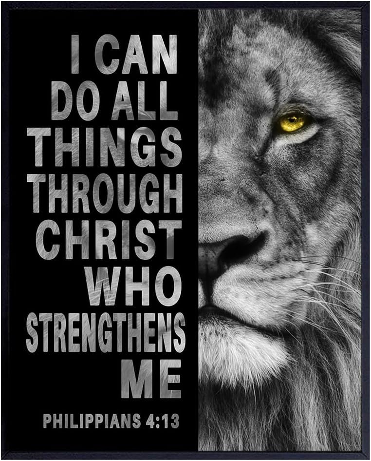 Christian Wall Art & Decor for Men – Inspirational Gifts, Philippians 413 Bible Scripture Decor – I Can Do All Things Prayer Wall Art, Bible Verse Gifts, Spiritual Wall Decor, Religious Posters
