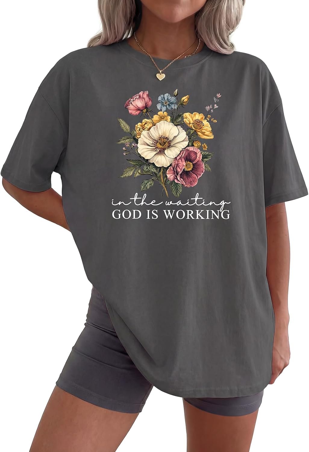 Christian Shirts for Women Oversized Crewneck Religious Faith Graphic Tees Short Sleeve Loose Vintage Bible Verse T Shirts