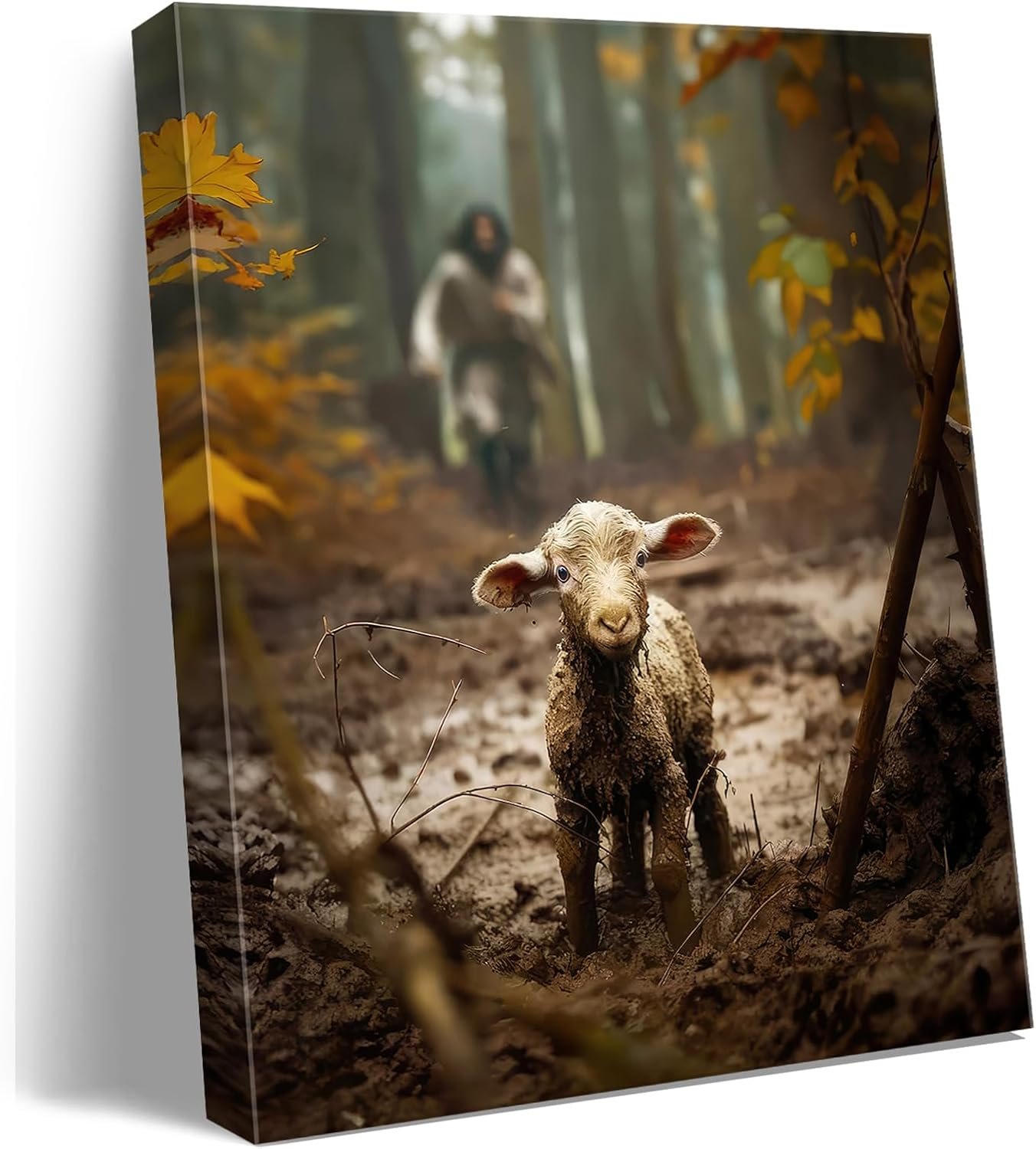 Religious wall decor for prayer room Christian wall art for Christmas decorations indoor Jesus and Lamb canvas wall prints Jesus Running After Lost Lamb Picture for home decor Baptism gifts for boys-girl serenity prayer wall art Christian gifts for Women,christians,pastor,teachers,Mother’s A-333