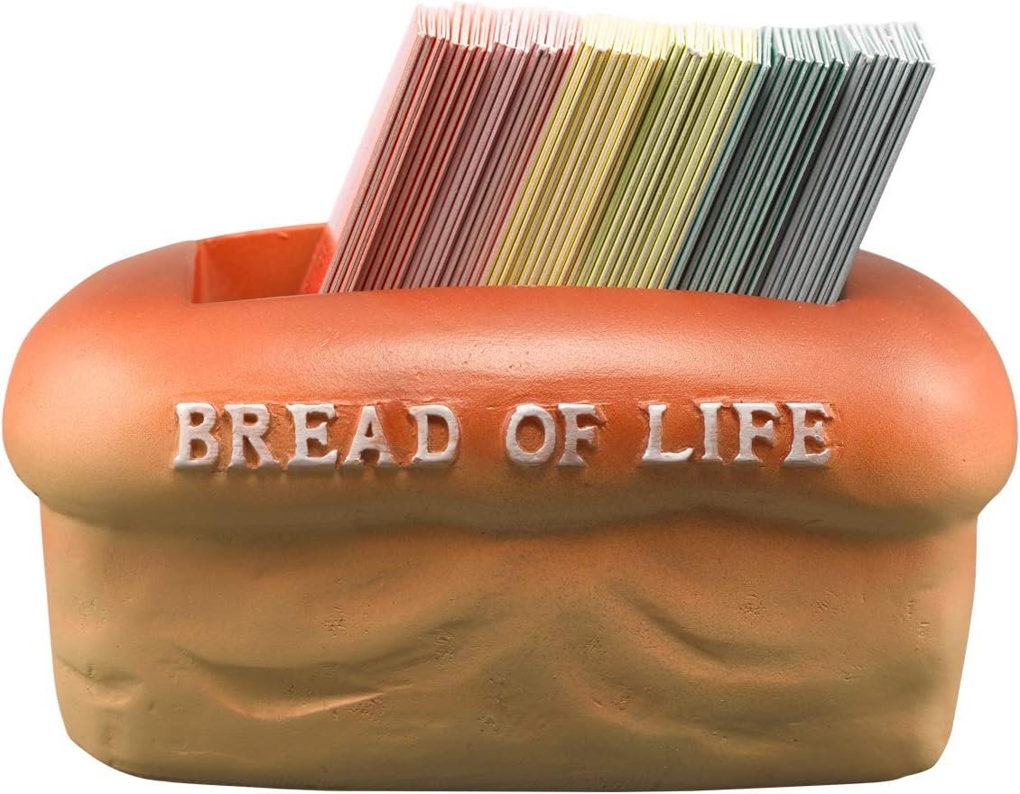 Christian Art Gifts Bread of Life Scripture Cards in Double-Sided Polystone Holder – John 6:35 Inspirational Bible Verses, Prayers & Promises, Multicolor for Home & Kitchen in Gift Box, 106 Cards