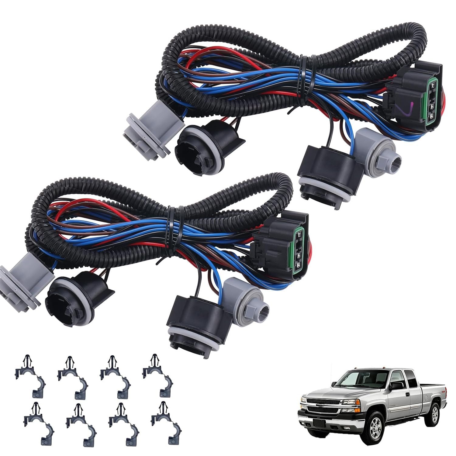 Tail Light Wiring Harness Compatible with 2003-2007 Chevy Silverado 1500 1500HD 2500 2500HD 3500 3500HD, Replace 16531401 (Left) and 16531402 (Right), Easy to Install