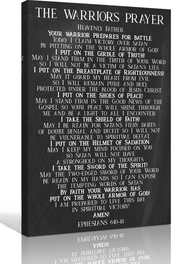 Zhefoart The Warrior Prayer Ephesians 6 10–18 Wall Art Bible Verse Poster for Bedroom Wall Painting Framed Canvases for Living Room Artwork 08×12 inches