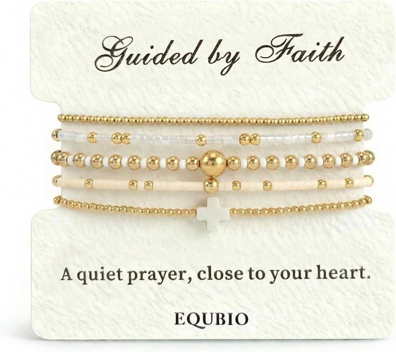14K Gold Plated Beaded Cross Bracelet Set for Women, 5Pcs Dainty Stackable Layered Bracelets, Hypoallergenic Non Tarnish Adjustable Chain, Y2K Jewelry Christian Easter Gifts for Friendship