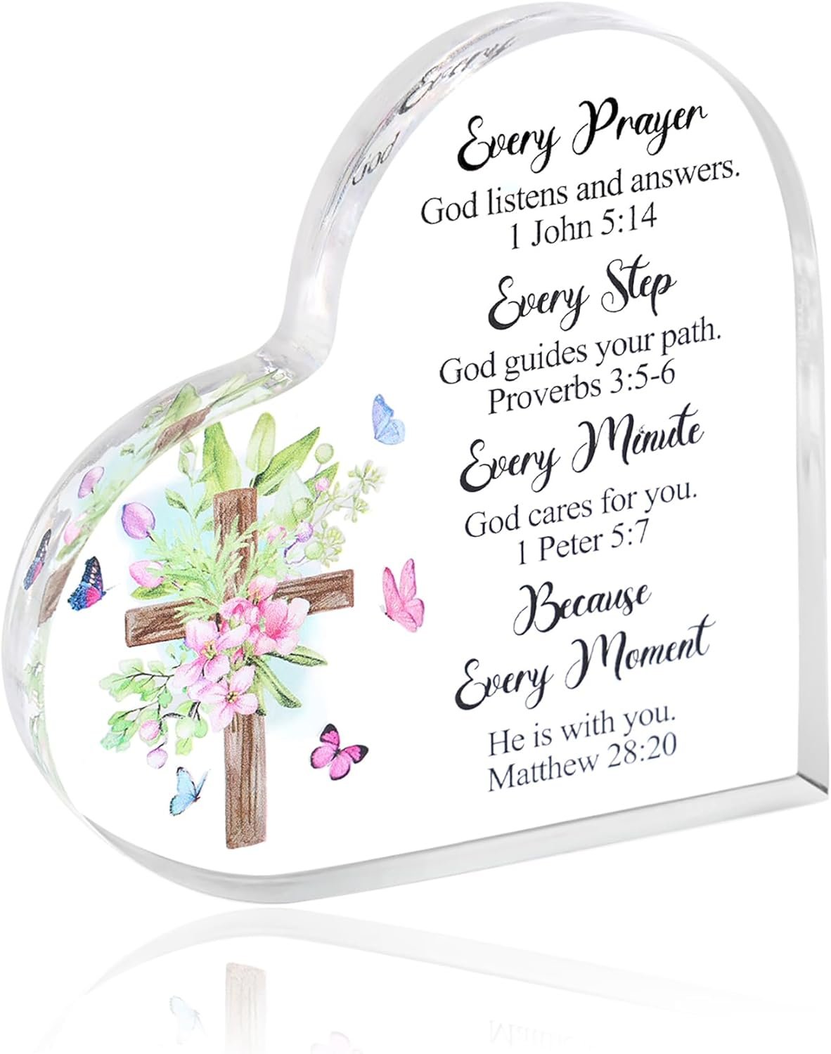 Christian Gifts for Women, Inspirational Religious Gifts for Women Men, Birthday Christmas Gift for Mom Grandma Daughter Sister Friends, Heart Acrylic Paperweight with Bible Verse Desk Decor
