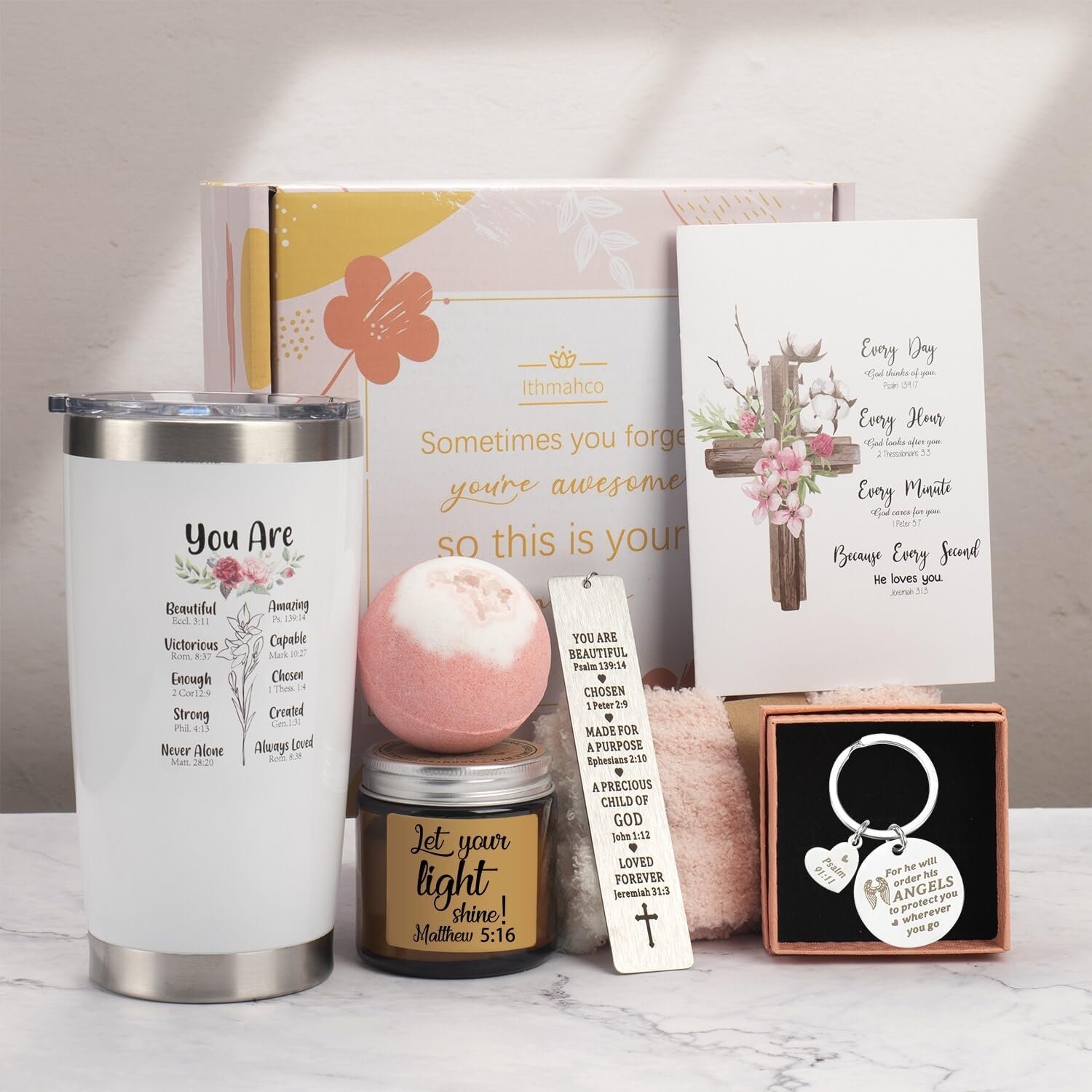 Christian Gifts For Women, Religious Gift, Christian Mothers Day Gifts For Women Faith, Birthday & Inspirational Spiritual Present For Mom, Bestie, Bff, Sister With Spa Set, Tumbler, Candle, Socks