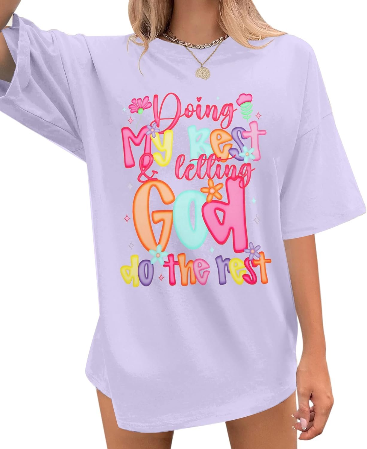 Christian Shirts for Women Shirt Doing My Best and Letting God Do The Rest Tops Inspirational Faith T Shirt