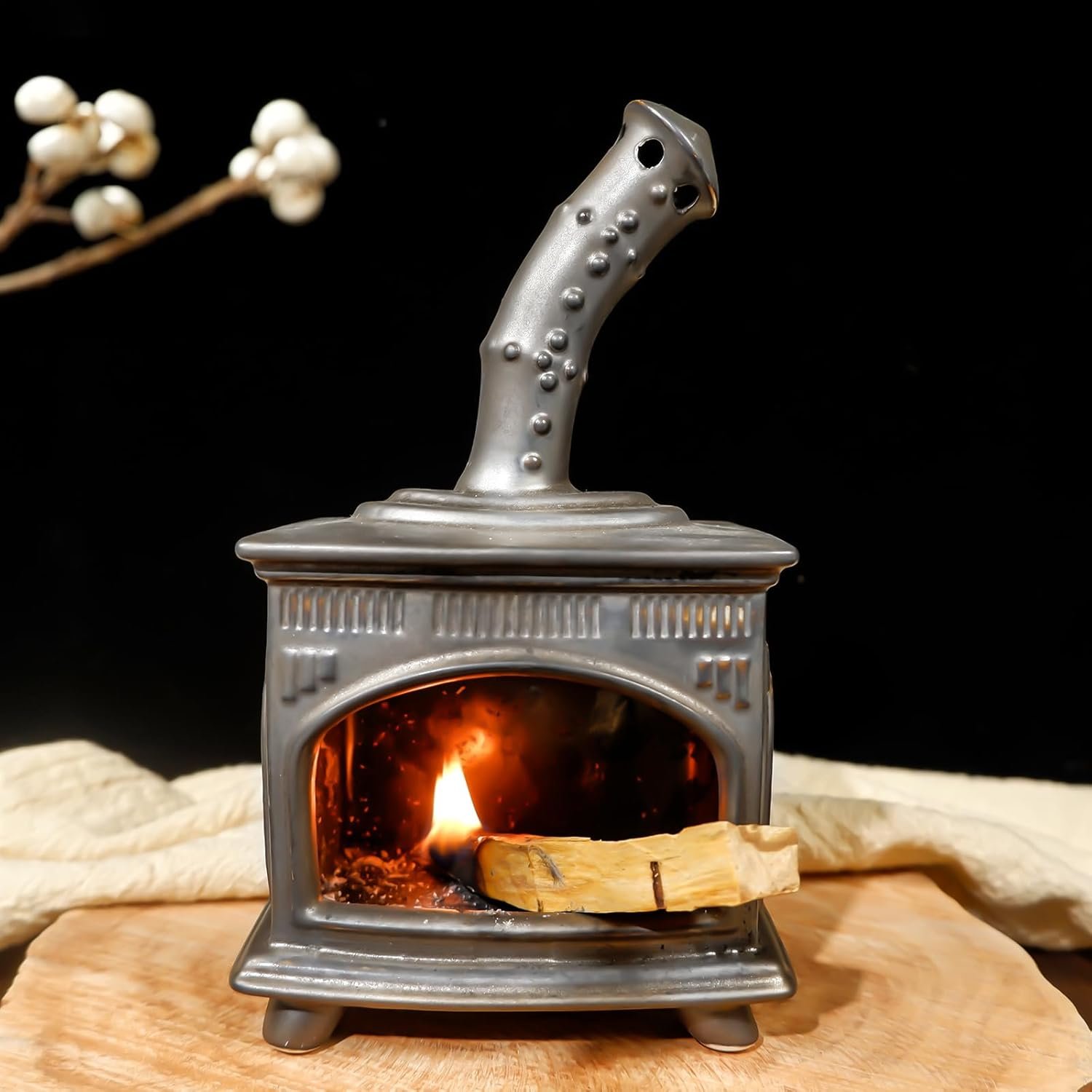 MOUGIGI Handmade Ceramic Palo Santo Holder – Modern Smudge Bowl & Sage/Cone Incense Chimney for Yoga, Meditation, and Energy Cleansing – Ideal Gift for Zen Altar and Aromatherapy Enthusiasts
