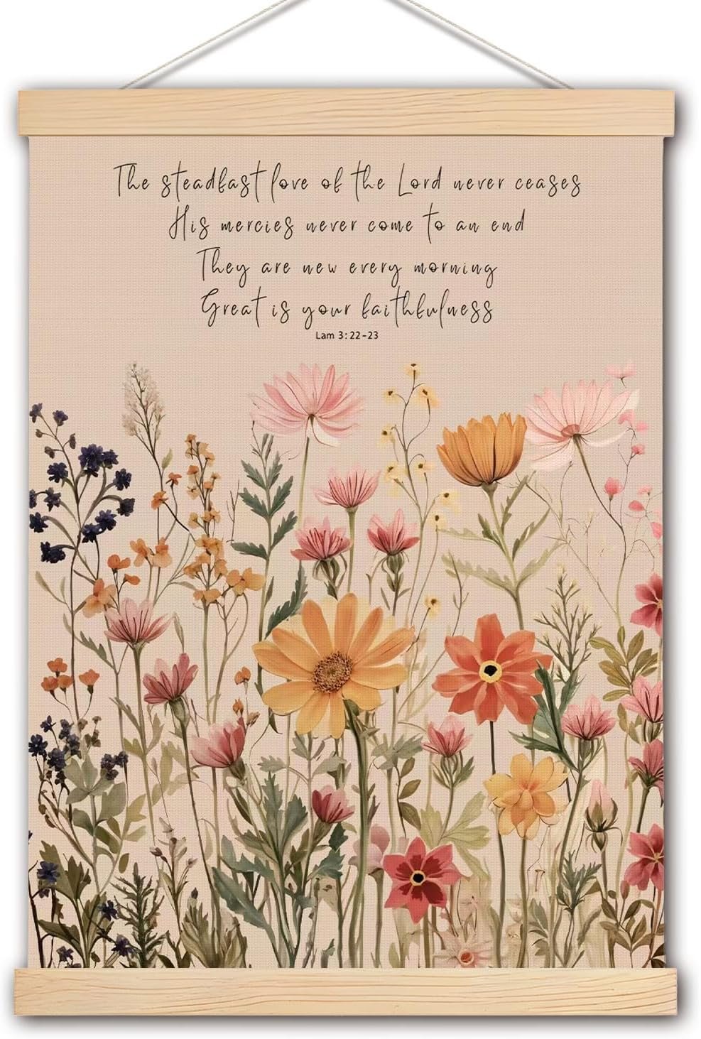 Christian Wall Art, Bible Verse Wildflowers Wall Art With Wooden Poster Hanger, Scripture, Christian Bible Verse Floral Decor for Home Bedroom Church Room, 12×16 Inches