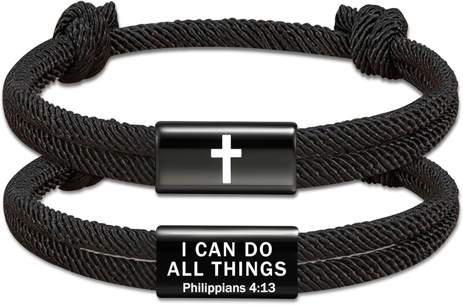 Cross Bible Verse Bracelets for Men Boys, Confirmation First Communion Braided Rope Adjustable Christian Baptism Religious Catholic Gifts Jewelry