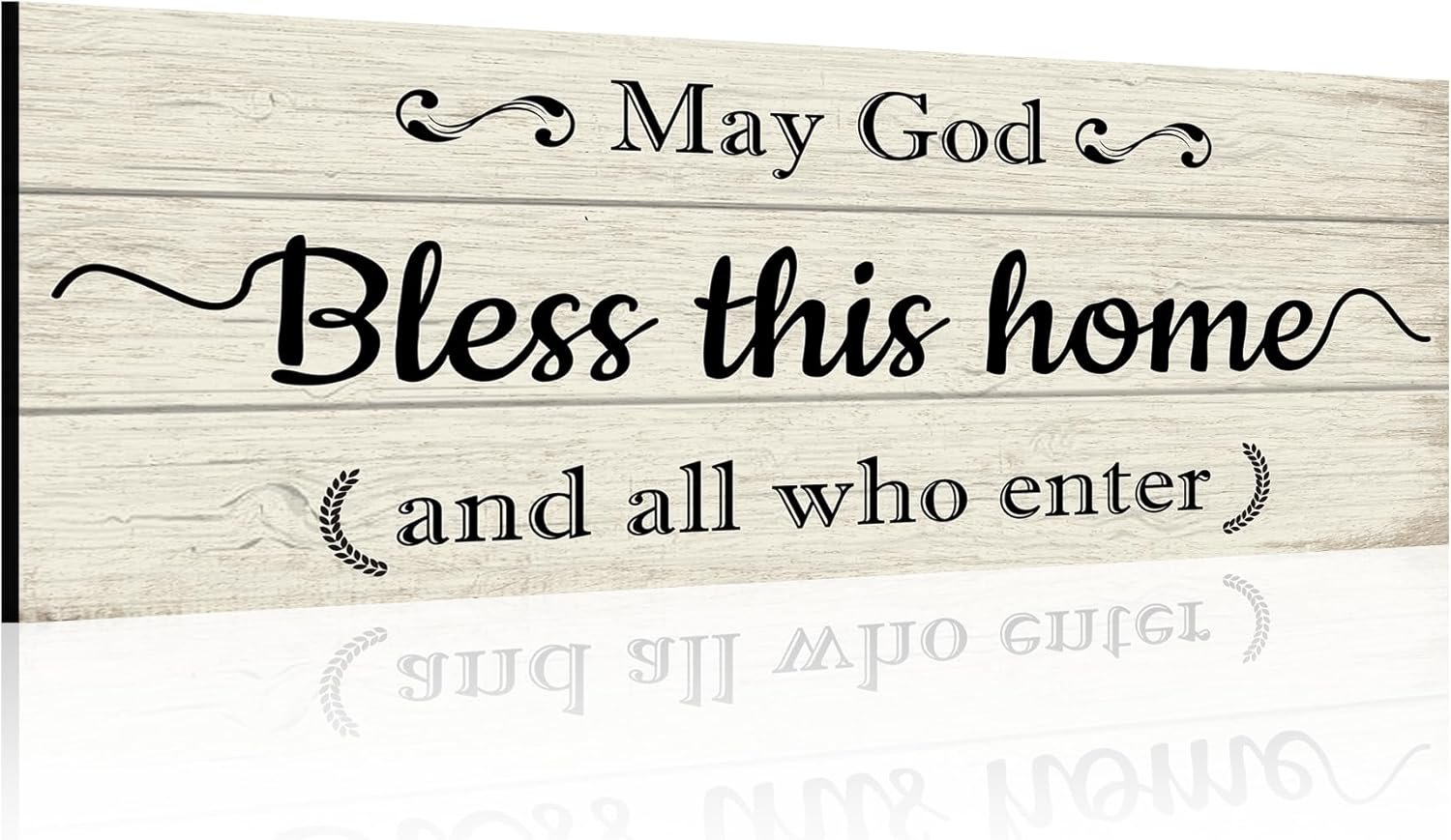 May God Bless This Home Sign – Christian Prayer Wall Decor for Farmhouse, Solid Wood Blessing Plaque with Full Phrase, Inspirational Gift for Believers, Bedroom & Entryway Wall Decor
