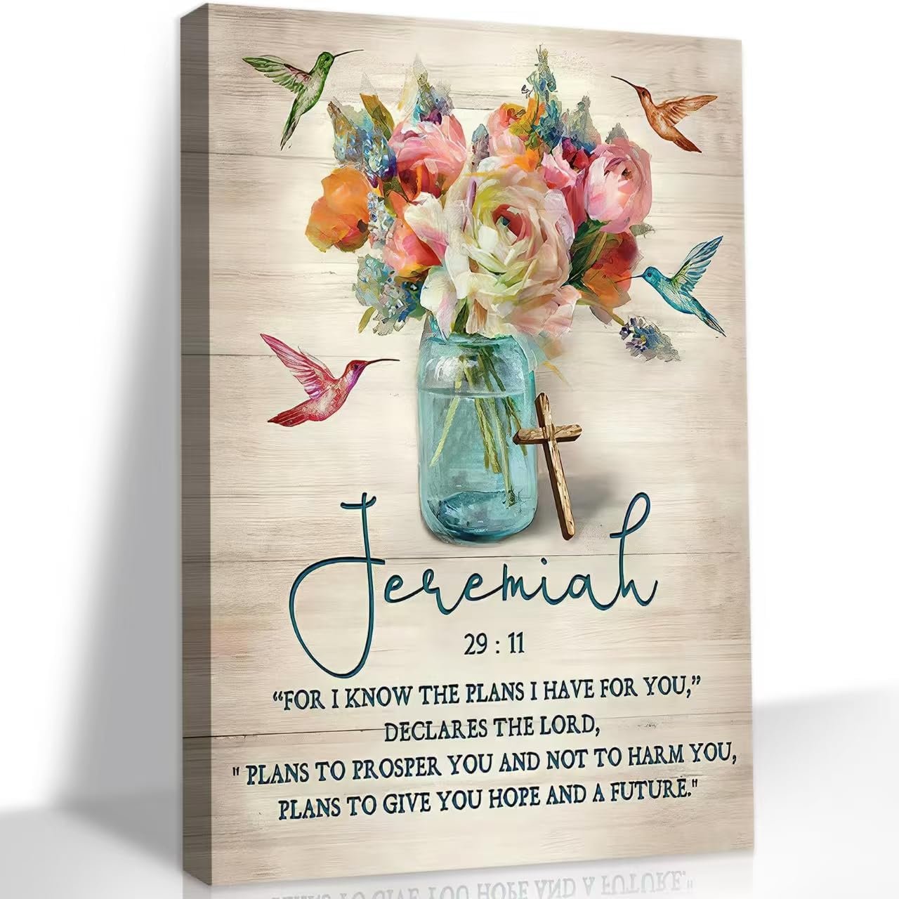 DCMVJHZV Scripture Canvas Wall Art Christian Wall Decor Jeremiah Bible Verse Painting Print Colour Religious Farmhouse Hummingbird Picture Church Living Room Biblical Art Ready to Hang(12″x16″)