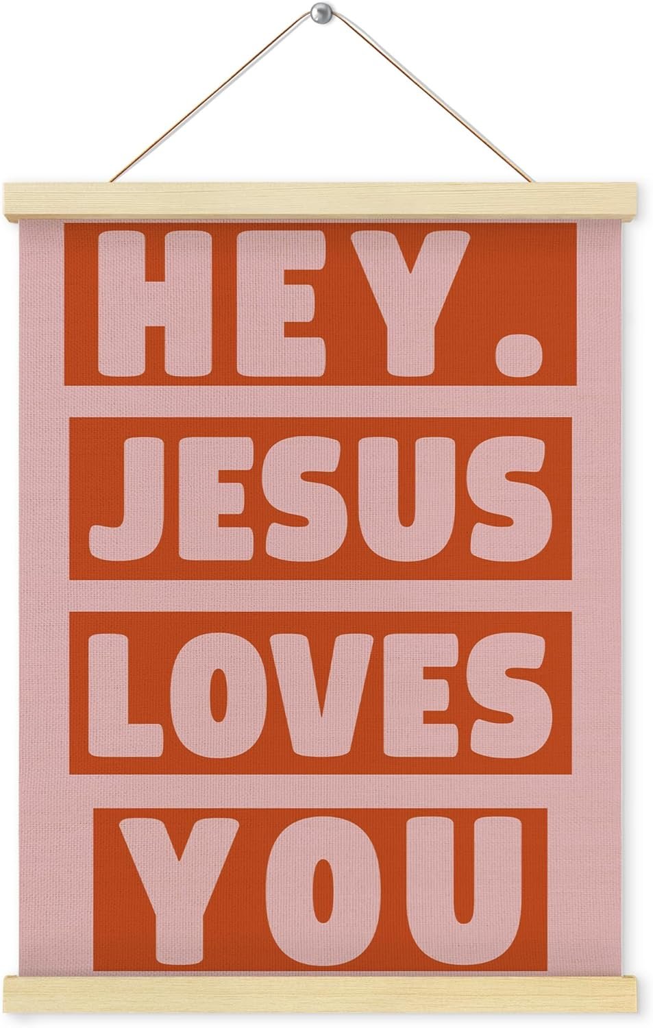 Shrago Jesus Loves You Christian Wall Art, Pink and Orange Religious Bible Verse Poster Hanger Frame for Bedroom Prayer Room Home Office Church Wall Decor, 12×16 Inch