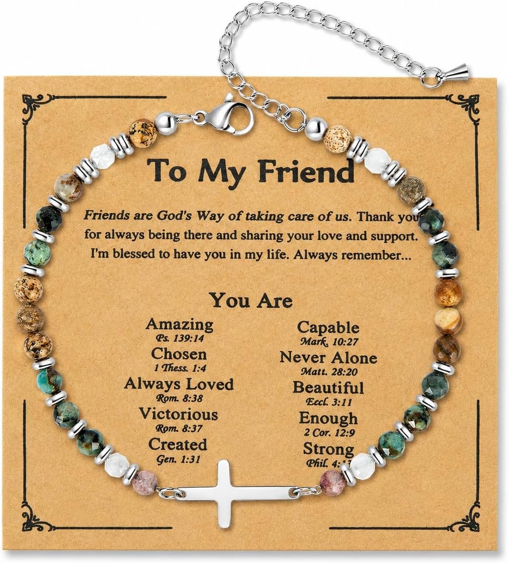 Joyline Christian Gifts for Women, Friendship Bracelets Unique Birthday Christmas Gift for Best Friends in Christ Cross Bracelet, Confirmation Baptism Easter Gifts