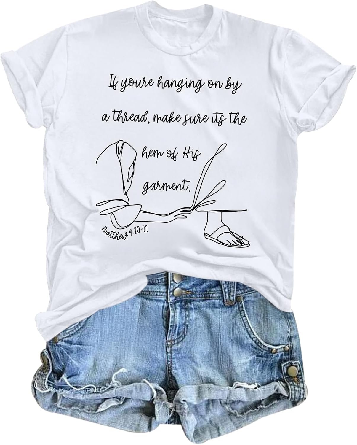Christian Shirts for Women Jesus Faith Shirt Bible Verse T Shirt if You’re Hanging on by a Thread God Religious Tees