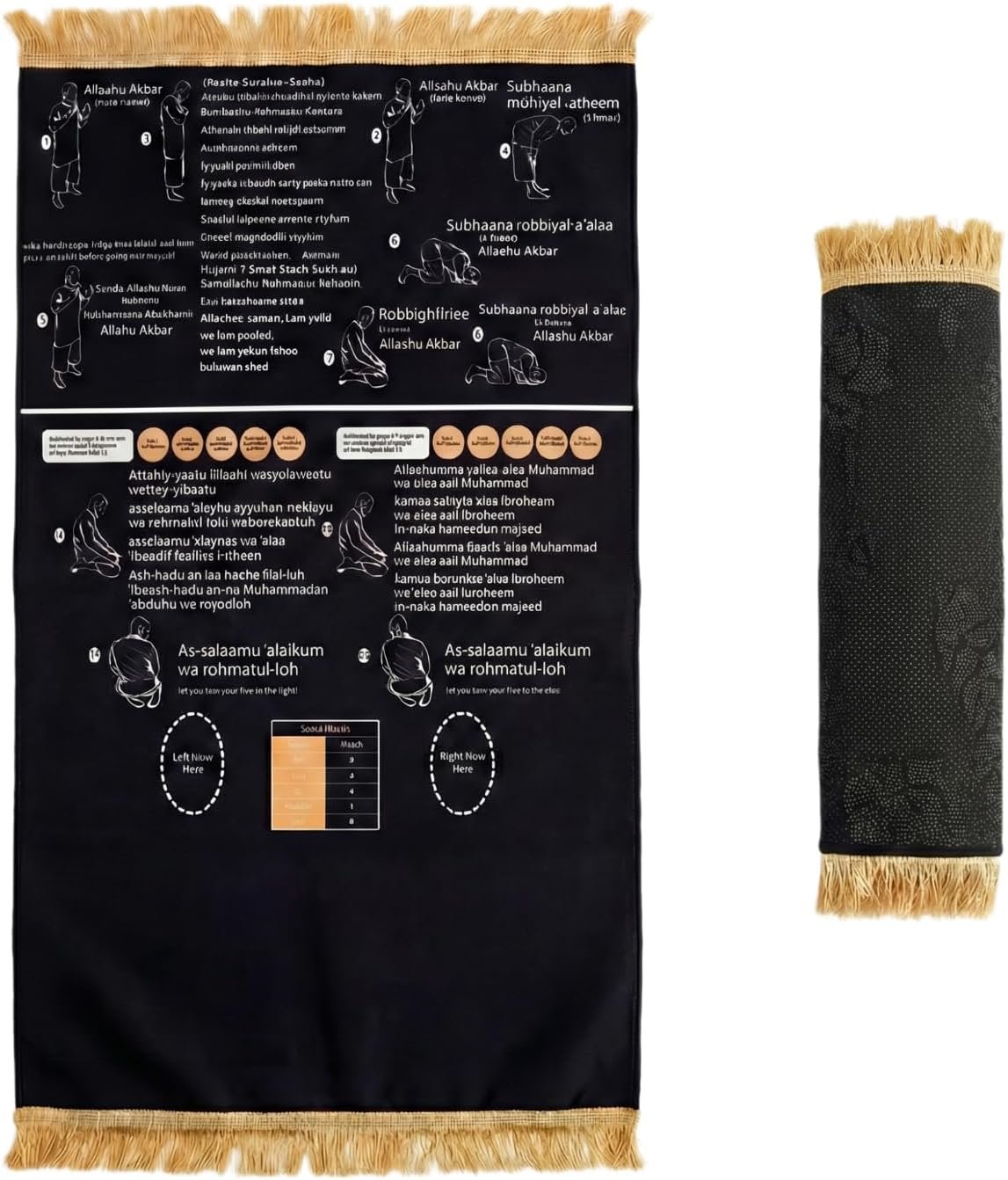 Read in English and say it in Arabic Guided Prayer Mat, Non-Slip Educational for New Muslims, Reverts & Kids Learning Prayer – Large Spiritual Gift