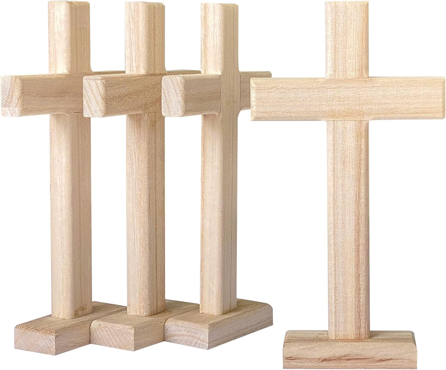 4 Pack Wooden Cross Unfinished Wood Crosses Tabletop Cross for Crafts 4.5×8.5 Inches