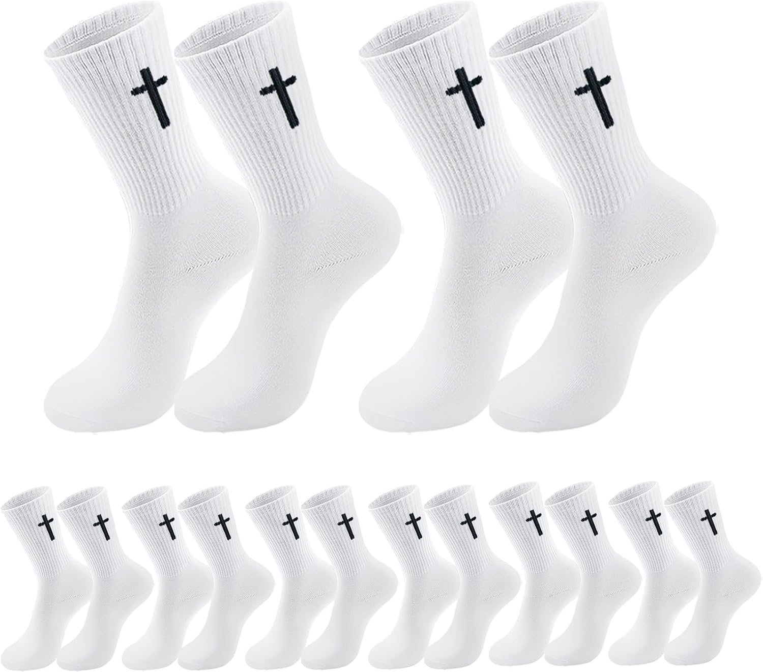 8 pair Christian cross socks prayer stockings suitable for husband, wife, family, birthday Christmas Easter gift