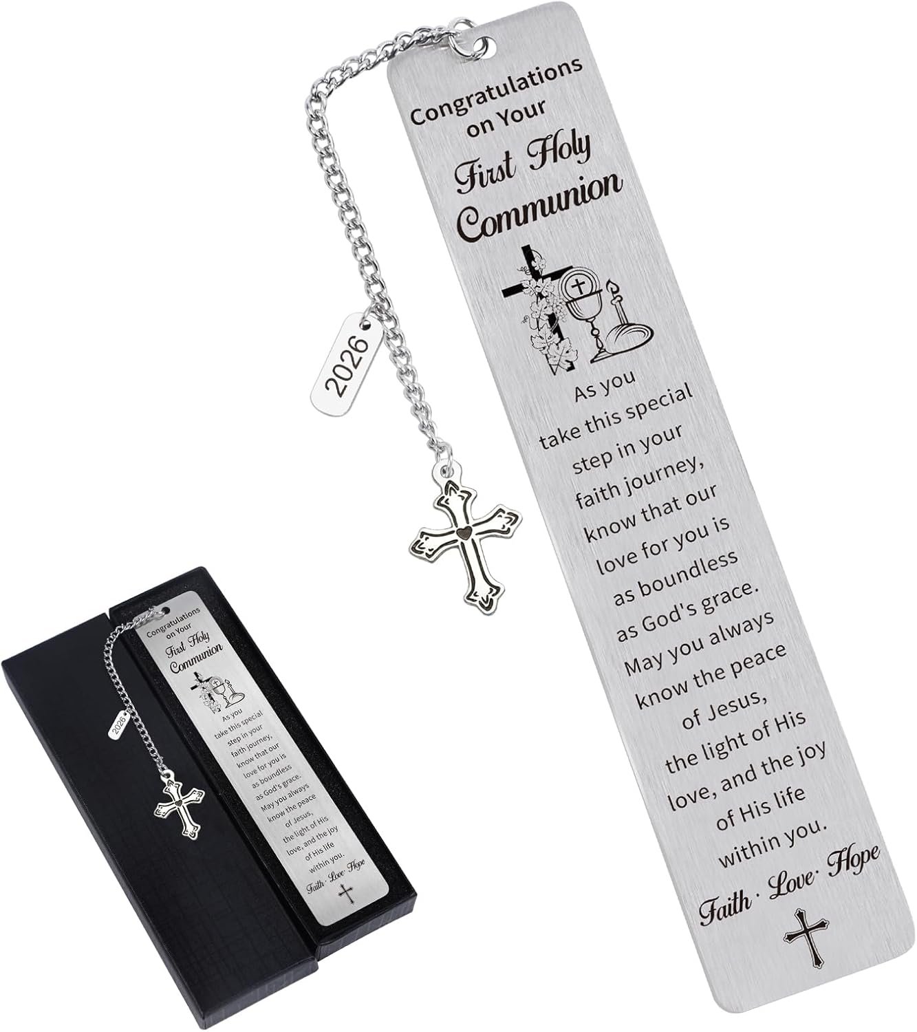 First Communion Bookmark Gifts, Christian Holy Communion Gifts 2026 for Girl Boys Teens, Catholic Religious Baptism Confirmation Present for Godchild Women Men, Easter Basket Stuffers