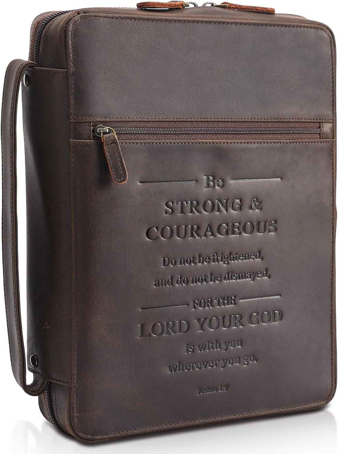 Polare Full Grain Leather Bible Cover Church Bag Bible Protective Book Holder Carrying Case Folder Organizer Portfolio