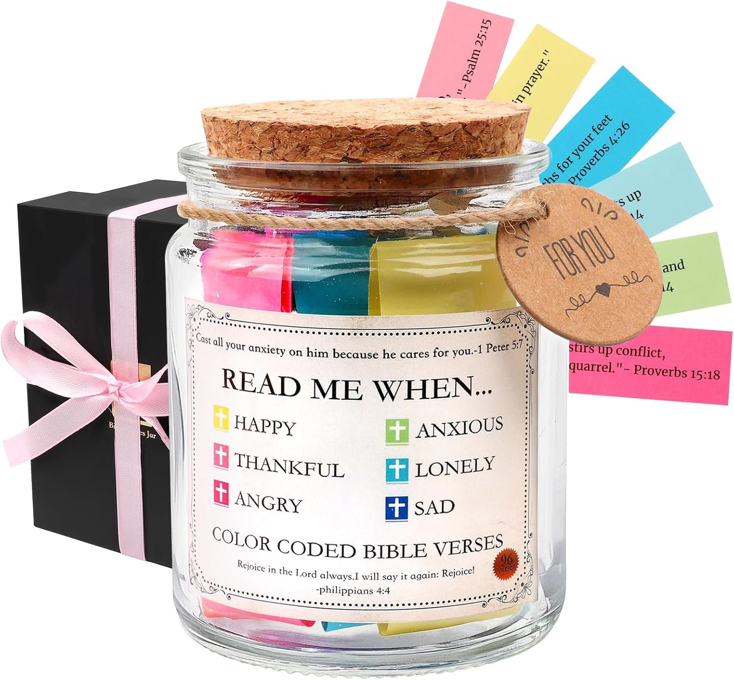 Read Me When Bible Verse Jar,Christian Graduation Gifts,Religious Fathers Day Gift,Inspirational Birthday Gift For Mom,Wife,Sister,Nana,Aunt,Grandma,Christmas Stocking Stuffers